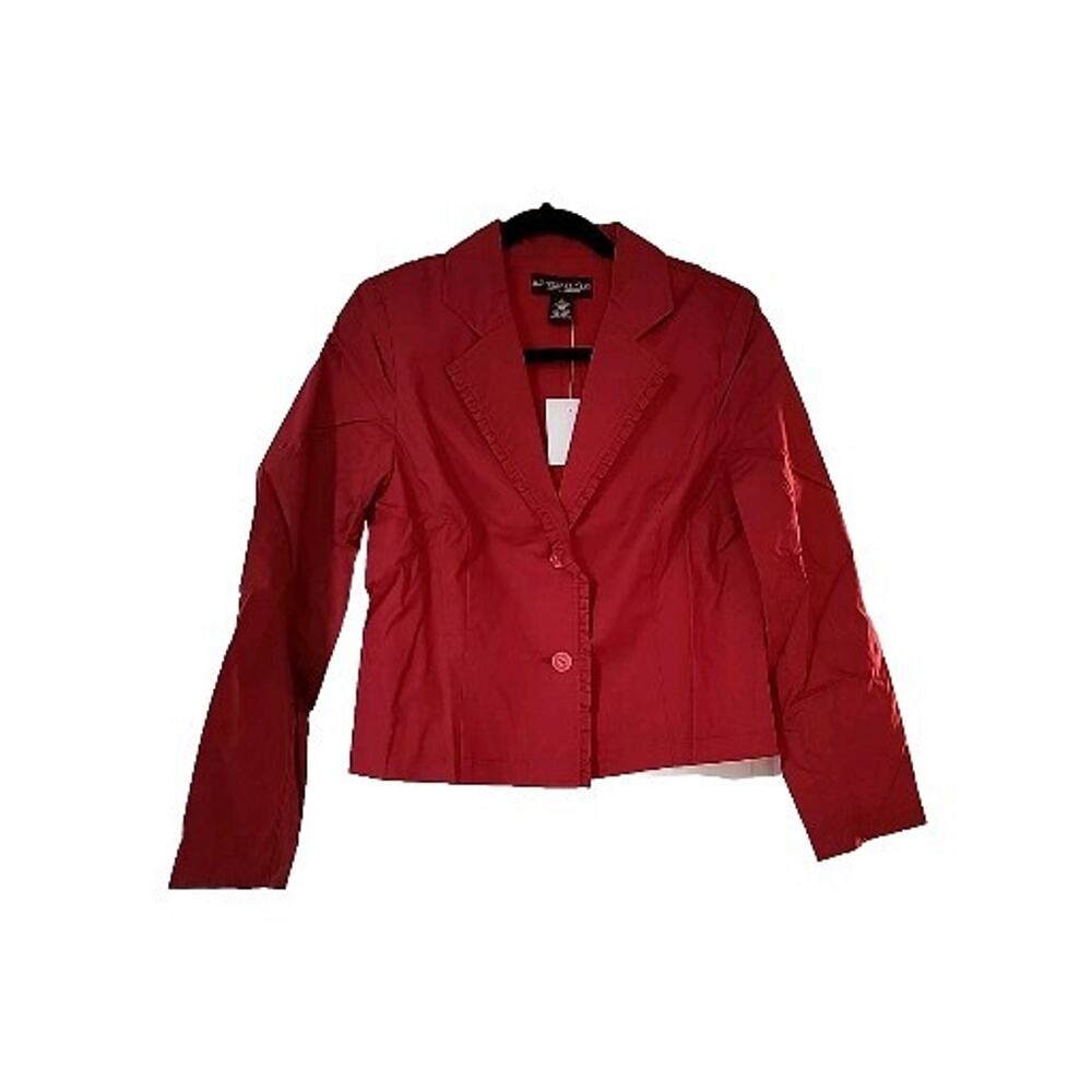 Monterey Bay Red‎ Lined Blazer Jacket Women's Ruffle Lapel Size 6 NWT